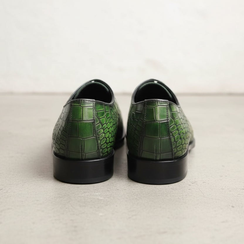 Men's Handmade Green Crocodile Leather Dress Shoes US 9.5 / Green / D - Standard Men's Handmade Green Crocodile Leather Dress Shoes US 9.5 / Green / D - Standard