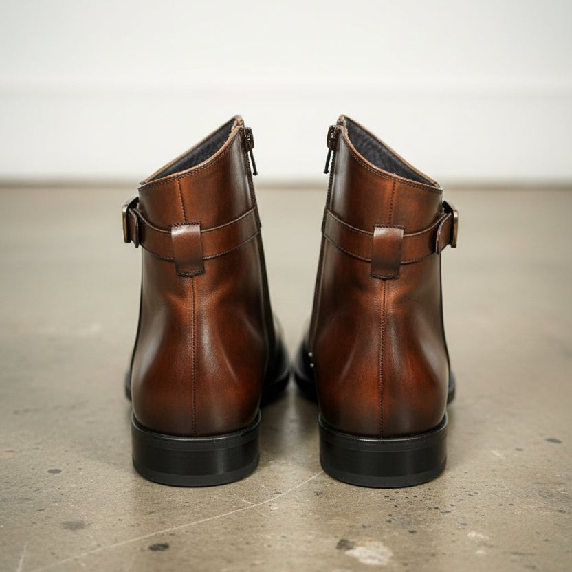 Handmade Men's Rich Tone Side-zip Ankle Boots