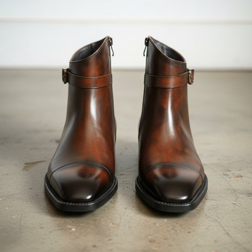 Handmade Men's Rich Tone Side-zip Ankle Boots