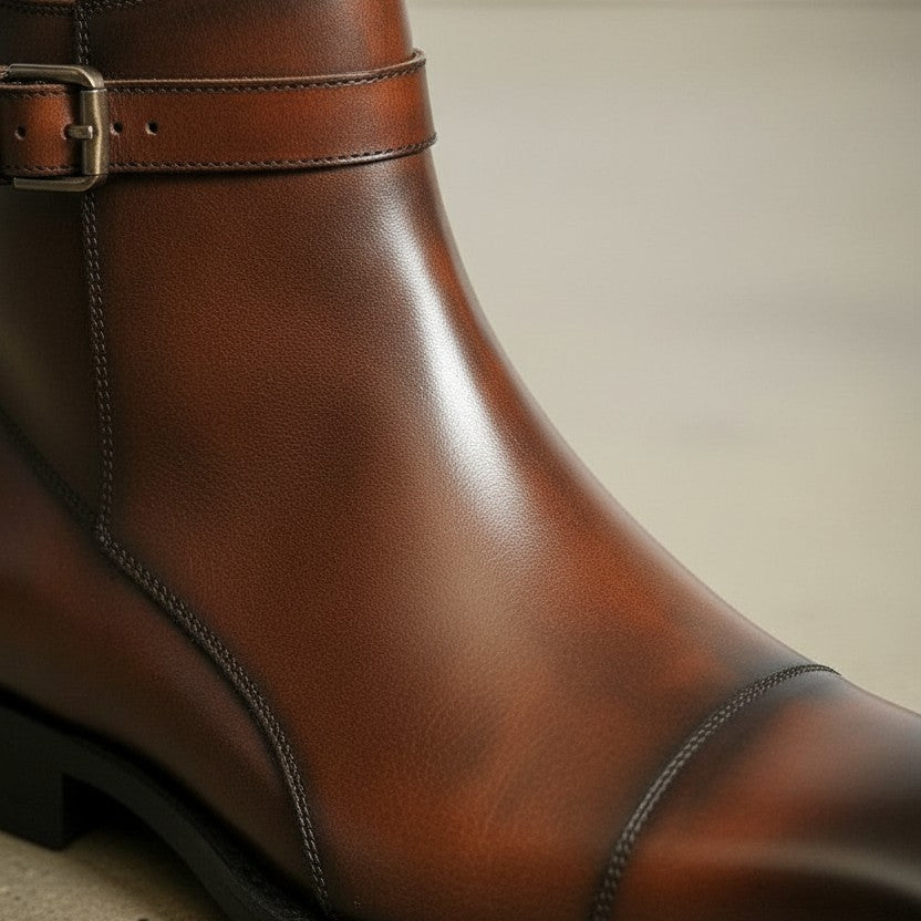 Handmade Men's Rich Tone Side-zip Ankle Boots