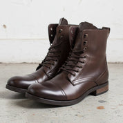 Handcrafted Men's Dark Brown Leather Cap Toe Ankle Boots