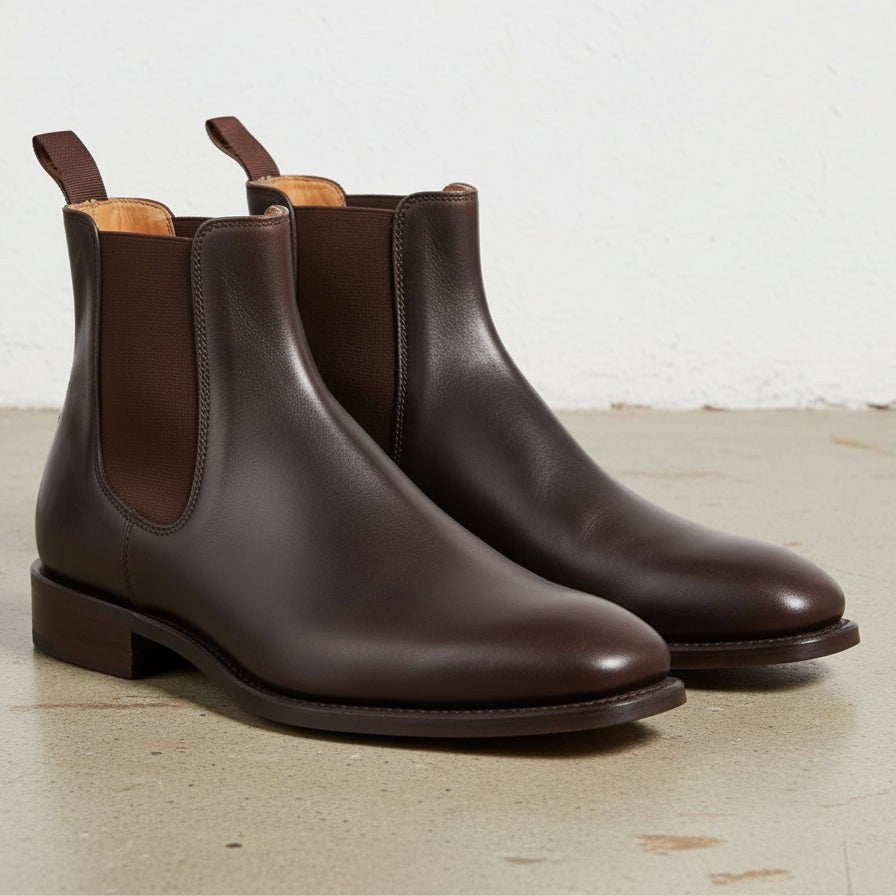 Handcrafted Brown Chelsea Ankle Boots