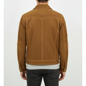 Men's Handmade Brown Suede Trucker Jacket