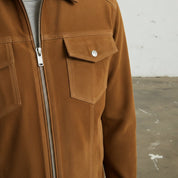 Men's Handmade Brown Suede Trucker Jacket