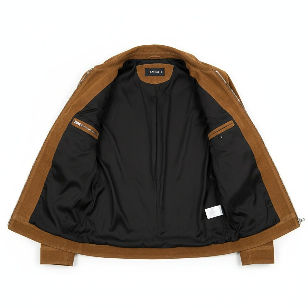 Men's Handmade Brown Suede Trucker Jacket