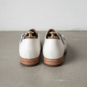Men's Cream White Plain-Toe Leather Monk Strap Shoes — Attley