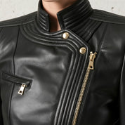Women’s Handmade Black Leather Jacket - Biker Leather Jacket