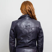 Violet Lambskin Leather Women's Jacket, Edgy Women's Motorcycle Jacket in Violet Lambskin Leather