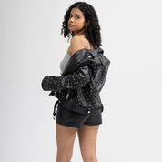 Gothic Women's Lambskin Leather Jacket, Asymmetrical Studded Black Motorcycle Jacket