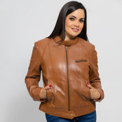 Women's Whiskey Dyed Leather Jacket, Stylish Women's Leather Jacket in Whiskey Dye