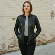 Women's Handmade Racer Leather Jacket