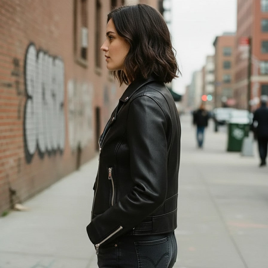 Women's Handmade Moto Leather Jacket