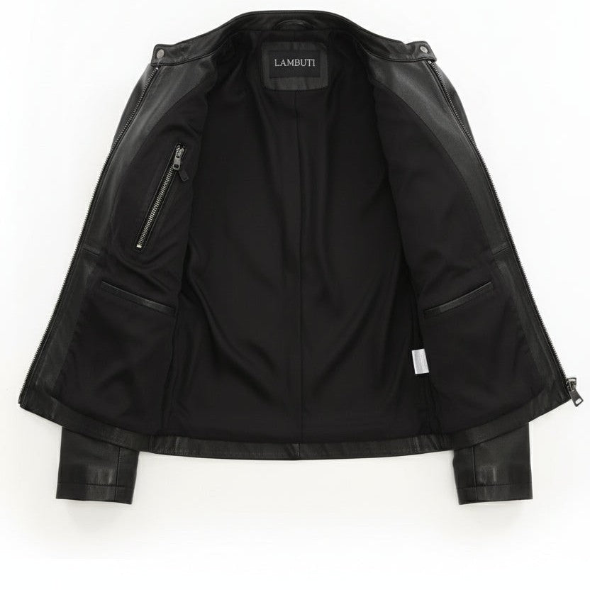 Women's Handmade Cafe Racer Leather Jacket