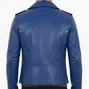 Handmade Women Fashion Leather Jacket Blue Leather Jacket, Biker Style Jacket