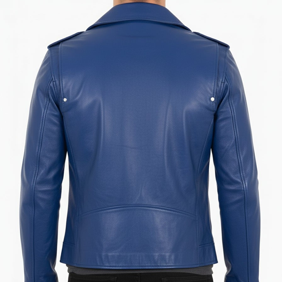 Handmade Women Fashion Leather Jacket Blue Leather Jacket, Biker Style Jacket