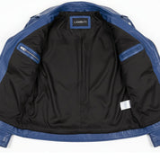 Handmade Women Fashion Leather Jacket Blue Leather Jacket, Biker Style Jacket