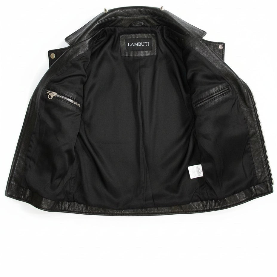 Women's Handmade Studded Biker Leather Jacket in Punk Rock Style