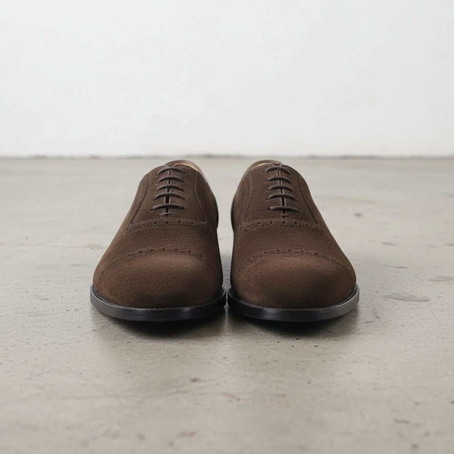 Handcrafted Men's Brown Suede Oxford Shoes