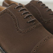 Handcrafted Men's Brown Suede Oxford Shoes