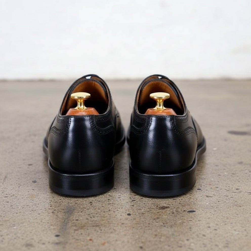 Men's Black Wingtip Oxford Leather Dress Shoes