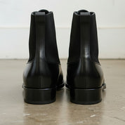 Handmade Men's Black Leather and Suede Cap Toe Lace Up Ankle Dress Boots