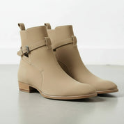 Handcrafted Beige Suede Ankle Boot for Men