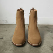Handmade Men's Tan Color Suede Side Zipper Ankle Boots
