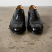 Men's Handmade Black Oxford Leather Wingtip Dress Shoes