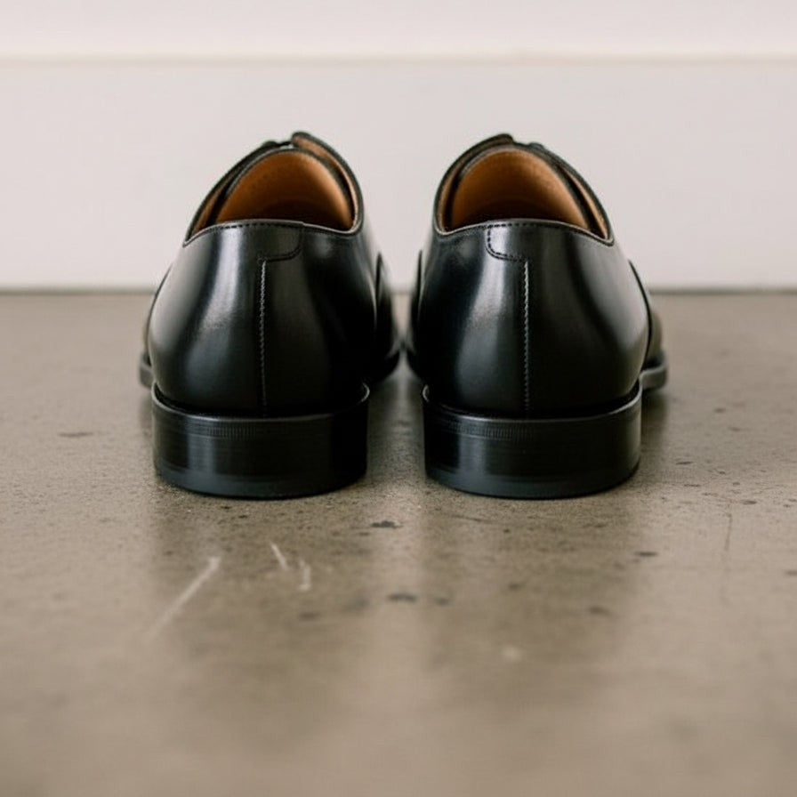 Men's Handmade Black Oxford Leather Wingtip Dress Shoes