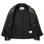 Handmade Men Black Leather Motorcycle Jacket, Black Biker Leather Jacket