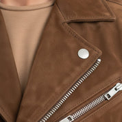 Handmade Men's Tan Brown Suede Biker Jacket, Men Brown Biker Suede  Jacket
