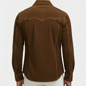 Handmade Men's Dark Brown Suede Western Shirt Jacket