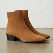 Handmade Men's Tan Suede Side Zip Ankle Boots