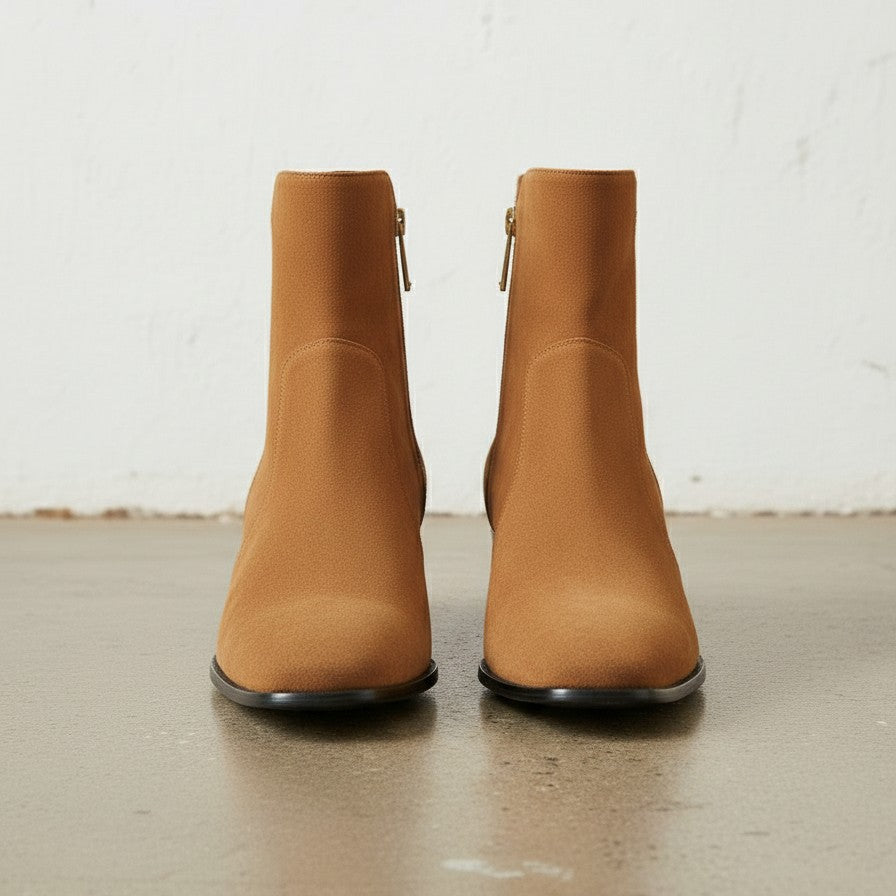 Handmade Men's Tan Suede Side Zip Ankle Boots