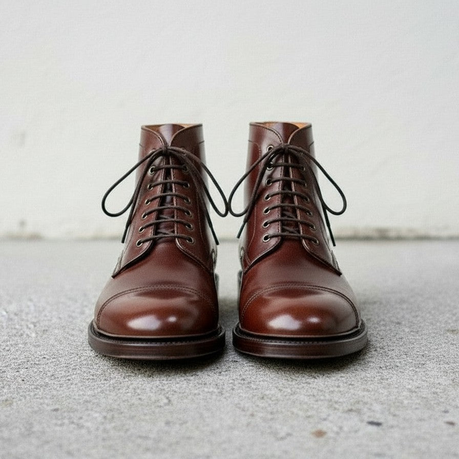 Men's Brown Cap Toe Ankle Boots - Handmade Dress Boots US 7 / Brown / D - Standard