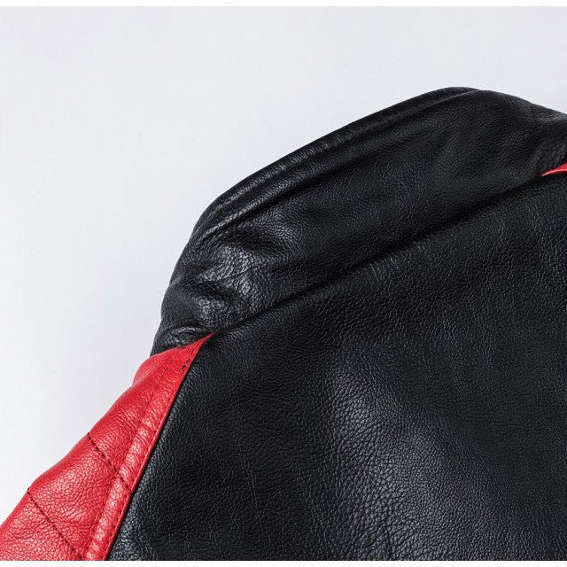 Men's Handmade Black and Red Leather Biker Jacket