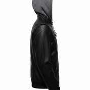 Handmade Men Black Leather Fashion Jacket with Hoodie, Bomber Style Hooded Jacket