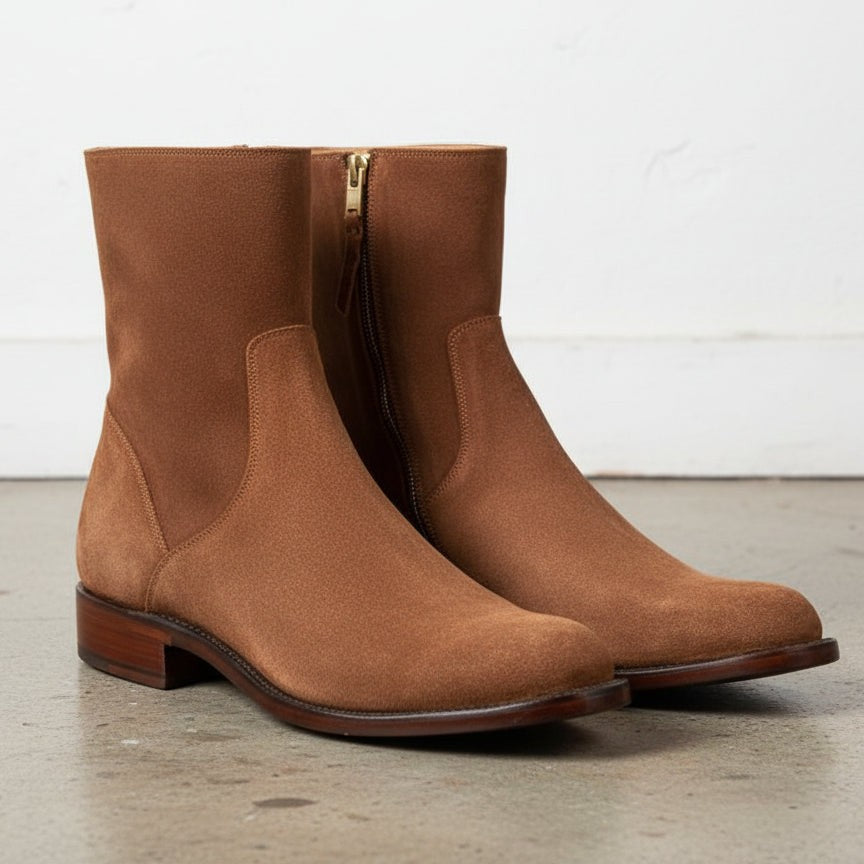 Handmade Brown Suede Ankle Boots