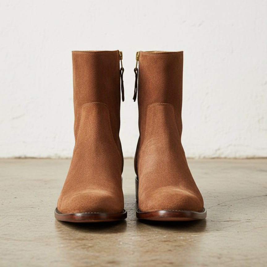 Handmade Brown Suede Ankle Boots