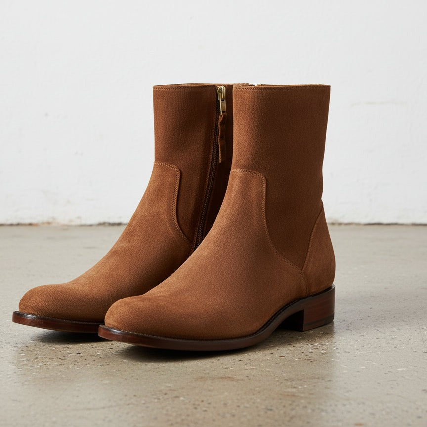 Handmade Brown Suede Ankle Boots