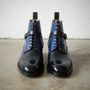 Handcrafted Men's Two-Tone Lace-Up Ankle Boots