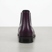 Handcrafted Men's Purple Wingtip Brogue Chelsea Ankle Boots