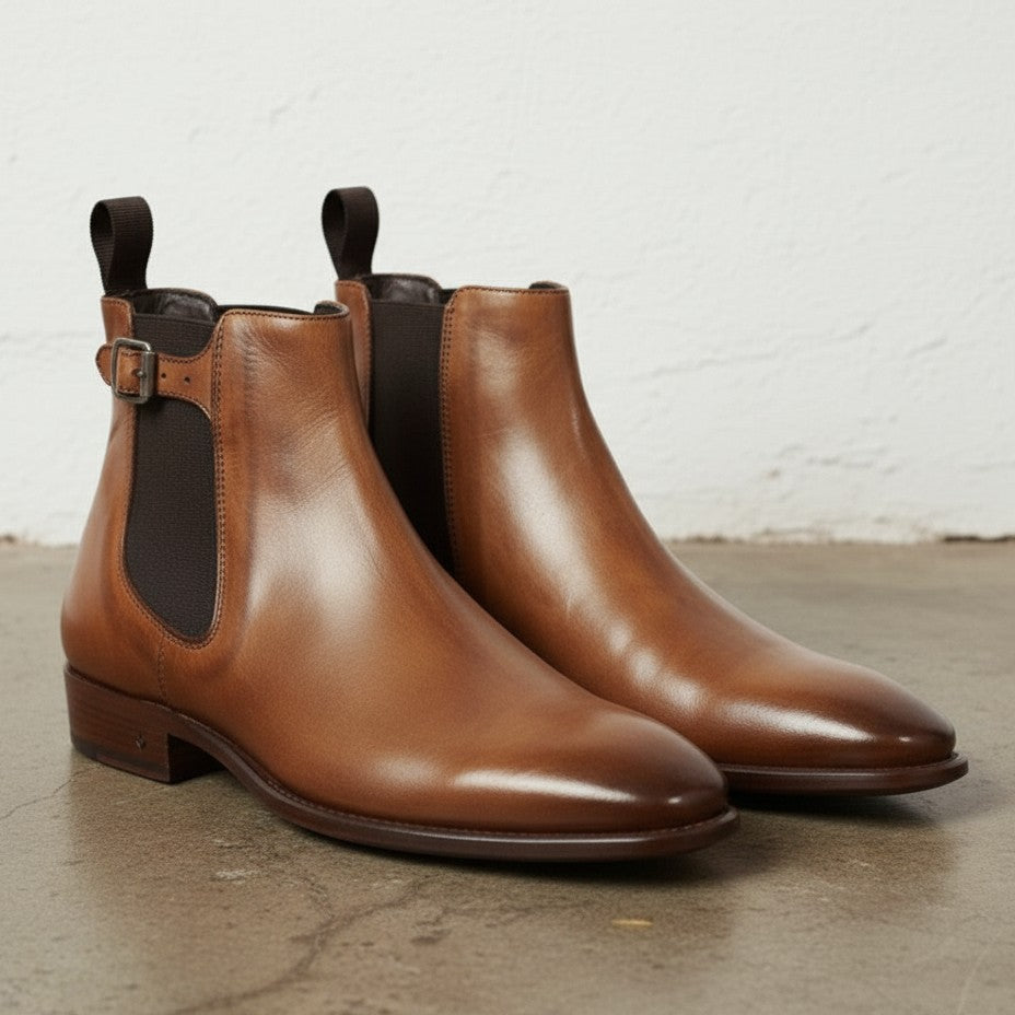 Handmade Men's Leather Chelsea Ankle Boots