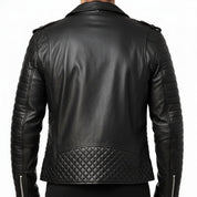 Men's Handmade Black Leather Biker Jacket for Motorcycle Riders