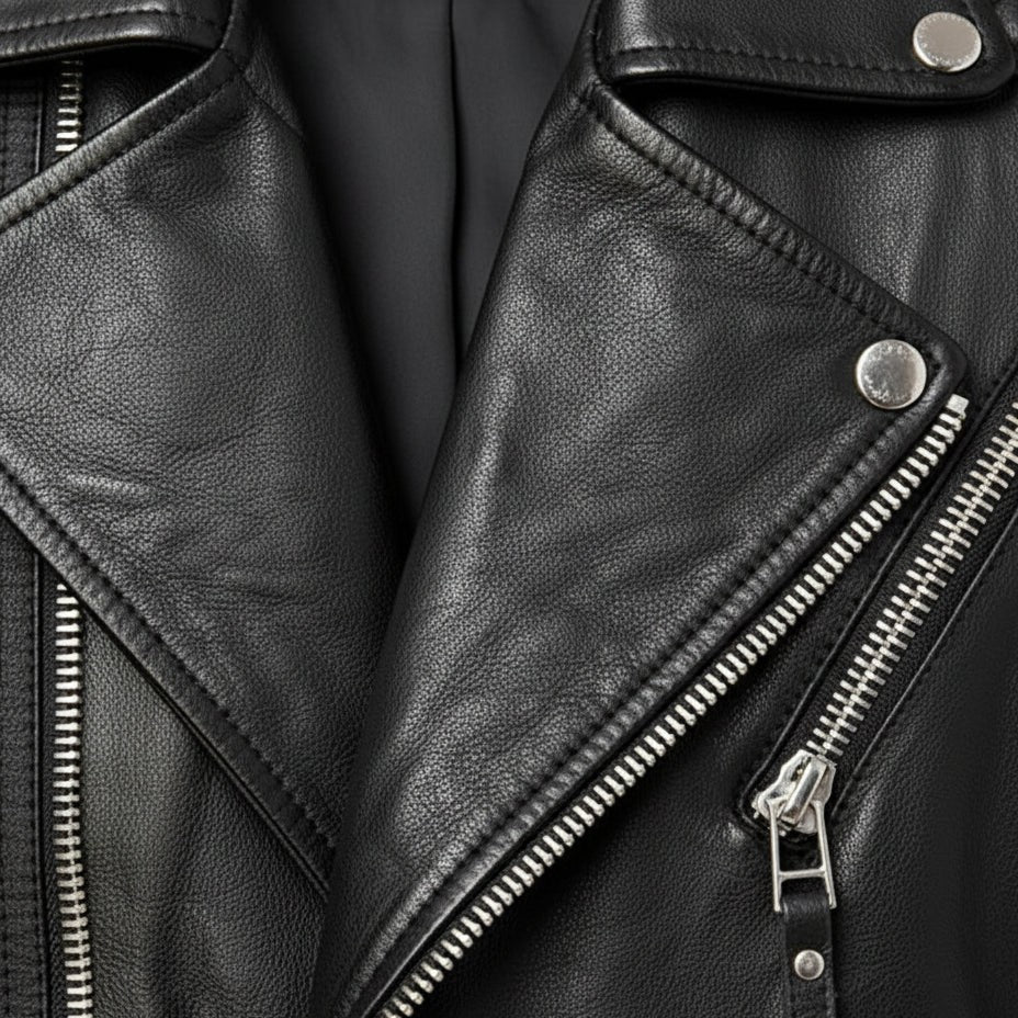 Men's Handmade Black Leather Biker Jacket for Motorcycle Riders