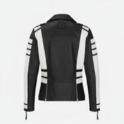 Handmade Men Two Tone Biker Jacket, Men Black and White Fashion Jacket