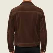 Handmade Men's Soft Suede Trucker Jacket