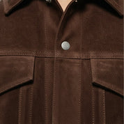 Handmade Men's Soft Suede Trucker Jacket