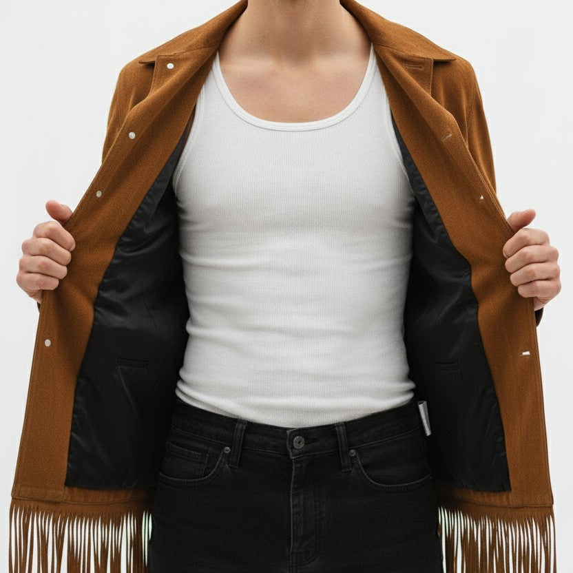 Handmade Unisex Western Fringe Suede Jacket
