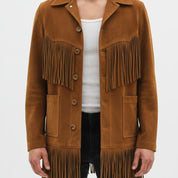 Handmade Unisex Western Fringe Suede Jacket